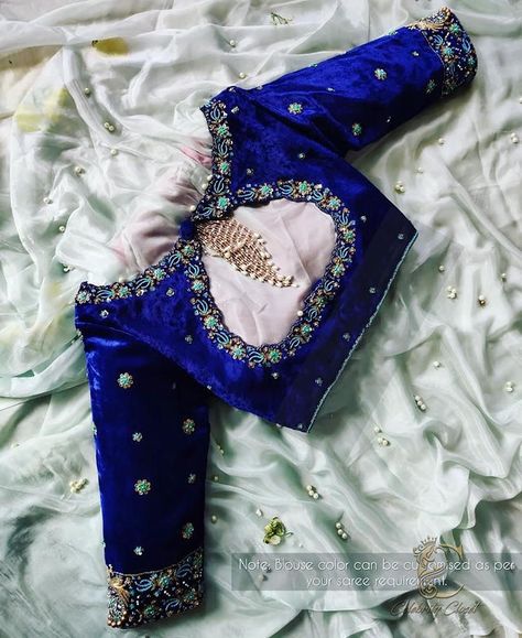 Velvet Work Blouse, Exclusive Blouse Designs, Velvet Blouse Design, Plain Blouse Designs, Blue Blouse Designs, Latest Bridal Blouse Designs, Latest Blouse Designs Pattern, New Saree Blouse Designs, Traditional Blouse Designs