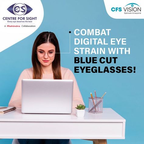 After working on digital gadgets, your eyes feel tired, sore, or achy? 😣 Then you might be suffering from Digital Eye Strain. But don’t worry! Blue Cut Eyeglasses can reduce digital eye strain as they block the harmful blue rays. So, don’t wait up! ☝️ Get your pair of blue cut eyeglasses from your nearest CFS Vision Store now. 🙂 #BlueCutGlasses #BlueCutLenses #DigitalEyeStrain #EyeStrain #BlueRays #Eyeglasses #CFSVision #CentreForSight #CFS Optician Marketing, Amazing Optical Illusions, Cut Glasses, Digital Eye Strain, Products Photography, Eye Exam, Beauty Products Photography, Insta Post, Blue Ray