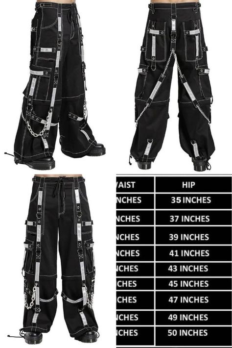 Men's Black Goth Pants, Modern Black Cargo Punk Pants with White traps, Black Punk Buckle Chain Strap Trip Pants, Gothic Cargo Trouser Pant Modern Emo Outfits, Trip Pants, Goth Outfits Men, Goth Fashion Men, Gothic Fashion Men, Customised Clothes, Goth Pants, Black N Red, Gothic Pants