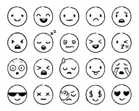 Premium Vector | Expressive eyes and mouth, smiling, crying and surprised character face expressions vector illustration set Happy Emoticon, Face Doodles, Kiss Emoji, Emoji Set, Emoji Drawings, Comic Face, Emoji Backgrounds, Emoji Drawing, Emoji Stickers