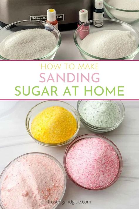 Sanding Sugar How To Make, Sprinkle Recipes, Kid Friendly Dessert, Sanding Sugar, Fruit Powder, Kitchen Basics, Parchment Paper Baking, Candy Recipe, Gel Food Coloring