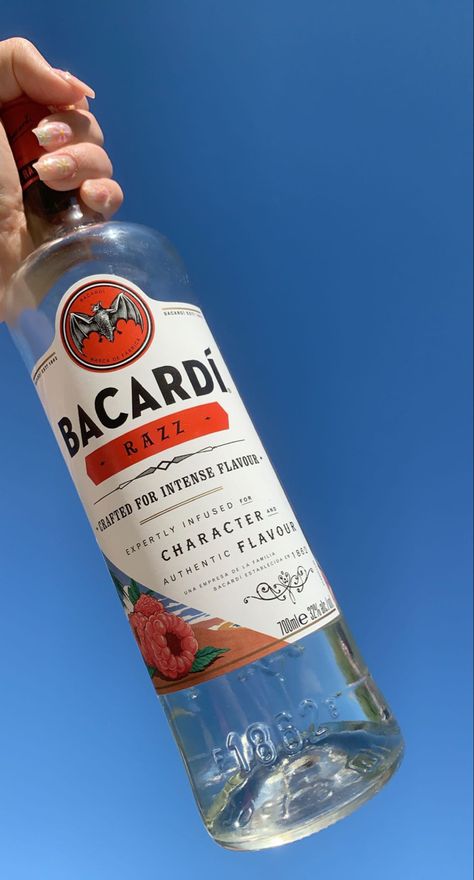 Bacardi Aesthetic, Bacardi Razz, Alcohol Aesthetic, Pretty Drinks, Instagram My Story, Bacardi, Tito's Vodka Bottle, Vodka Bottle, Raspberry