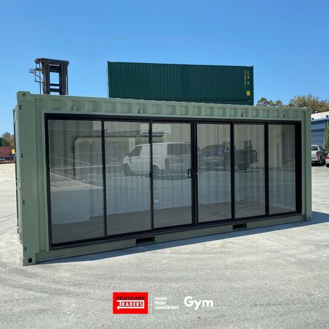 A 20 ft High Cube Shipping Container turned into a home gym. All you need is sliding doors, air conditioning, electrics and lighting installed. Another usable space created! #morethancontainers #containertraders #homegym #containergym #backyardgym #shipping_containers #modifiedcontainers Shipping Container Laundry Room, Gym Container Ideas, Shipping Container Gym Ideas, Container Gym Design, Container Gym, Shipping Container Gym Design, Shipping Container Gym, Shipping Container Store, Shipping Container Walk In Cooler