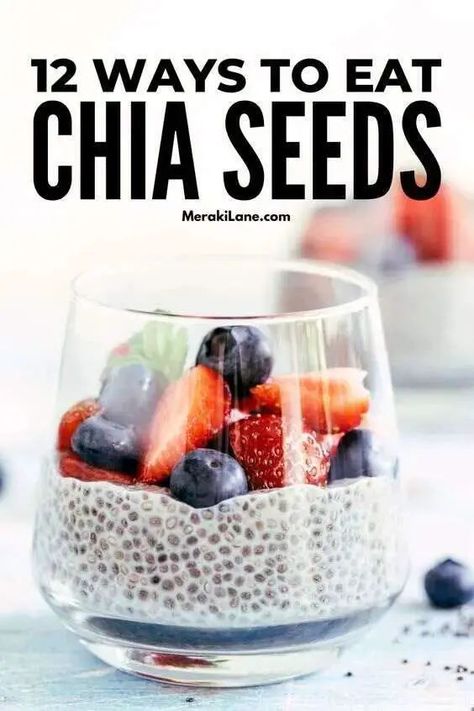 12 Easy Ways to Eat Chia Seeds | You've probably heard about chia seed pudding, but have you ever wondered why everyone raves about it so much? Click for all the details - the health benefits of chia seeds, nutritional information, whether it's safe to eat them raw, plus easy ways to add them to your meals and snacks. From a list of foods that contain chia seeds, to links to our favourite chia seed smoothie, chia seed muffins, and simple tips to make homemade chia pudding, we have you covered! Tasty Chia Seed Recipes, Chi Seeds Recipes, Soaked Chia Seeds, China Seeds Recipes, Chia Seed Healthy Recipes, Chia Seeds For Breakfast, How To Make Chia Seeds, How To Incorporate Chia Seeds, Ways To Consume Chia Seeds