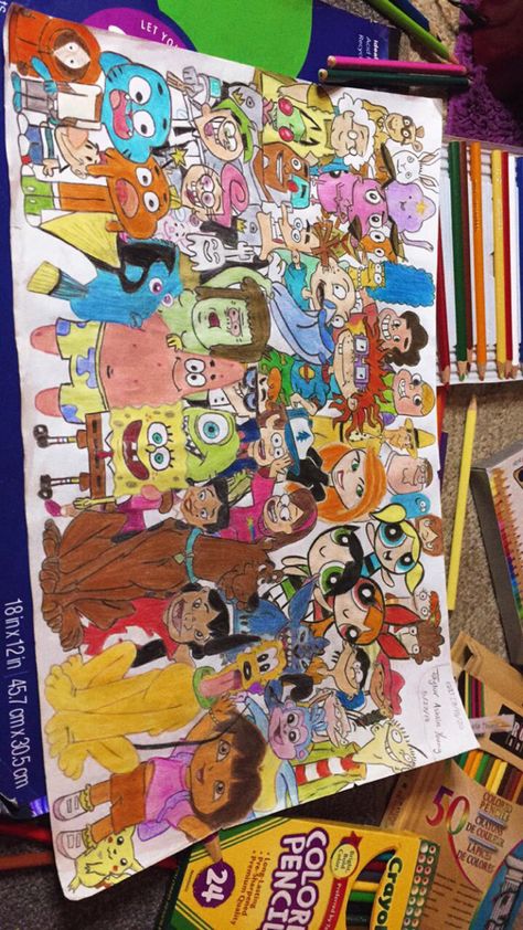 Cartoon Character Collage Drawing, Cute Sketchbook Ideas Easy, Cartoon Art Drawing Disney Characters, Drawings Of Disney Characters, School Project Ideas, Игрушки Funko Pop, Disney Character Drawings, Disney Drawings Sketches, Cartoon Drawing Tutorial