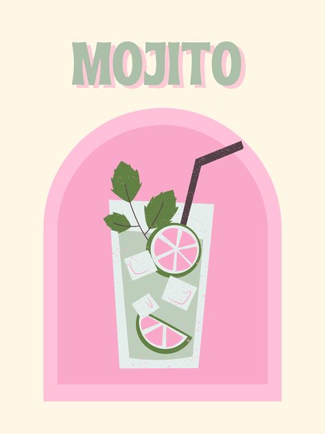 Mojito Painting, Tableau Aesthetic, Mojito Poster, Dorm Room Paintings, Beach Wall Collage, Drukarka 3d, Wedding Reception Fun, Color Me Mine, Vintage Poster Design