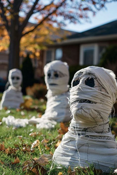 Halloween Decorations Diy Outdoor Scary, Fall Halloween Decorations Diy, Easy Halloween Decor Outside, Haloween Decoracion Diy Yard, Diy Scary Halloween Decorations Outdoor Easy, Diy Halloween Trail Ideas, Halloween Decor Skeletons, Halloween Spooky Decor, Best Halloween Yard Displays