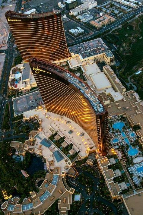 Wynn and Encore from seen from a helicopter above, Las Vegas, Nevada Vegas Architecture, Wynn Hotel Las Vegas, Encore Las Vegas, Las Vegas Hotel, Vegas Hotels, Wynn Las Vegas, Vegas Hotel, Vegas Trip, Las Vegas Trip