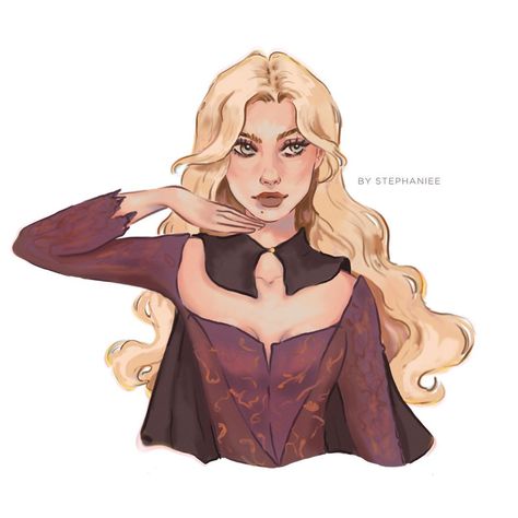 art by s t e p h ★ on Instagram: “Six Spooky Fanarts Challenge ✧ Day 4: Sarah Sanderson ✨ . . . . #hocuspocus #sarahsanderson #sandersonsisters #witch #digitalillustration…” Sarah Sanderson Hocus Pocus, Harry Potter Scenes, Spooky Drawings, Hocus Pocus Characters, Sisters Drawing, Sally Skellington, Iconic Movie Characters, Sarah Sanderson, Hocus Pocus Witches