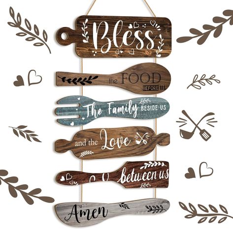 Transform your kitchen or dining room with rustic charm and heartfelt warmth. Easy to hang and designed to complement any kitchen or dining room style.
A thoughtful gift for housewarmings, weddings, or special occasions. #FarmhouseDecor #KitchenWallArt #DiningRoomDecor #HomeDecor #RusticStyle #WallSigns #FarmhouseStyle #BlessThisHome #CountryDecor #DiningRoomDesign #HomeStyling #CottageCore #KitchenInspiration Hanging Wood Signs, Signs For Kitchen, Stove Decor, Wall Decor Dining Room, Farmhouse Kitchen Wall Decor, Farmhouse Kitchen Wall, Rustic Farmhouse Kitchen Decor, Bless The Food Before Us, Farmhouse Kitchen Signs