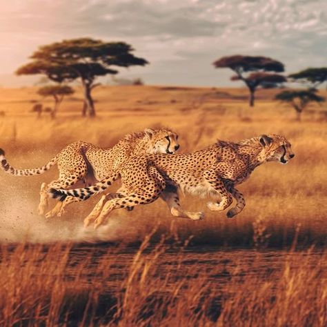 National Geographic | A breathtaking wildlife photograph capturing the raw speed of two cheetahs sprinting through the African savannah | Facebook Drawing Cheetah, Cheetah Cake, African Cheetah, Cheetah Drawing, African Wildlife Photography, Cheetah Tattoo, Nails Cheetah, Cheetah Art, African Savannah