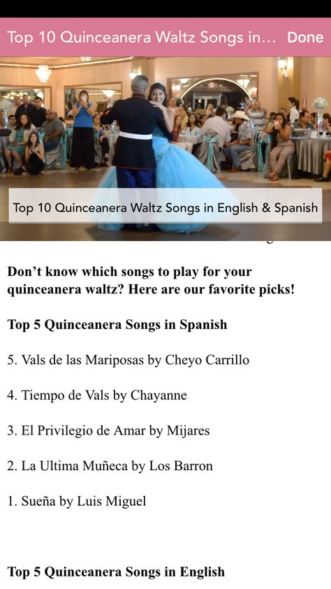 Quince List Quinceanera, Waltz Songs Quinceanera, Quince Songs In Spanish, Quinceanera Songs Spanish, Quince Vals Songs, Quince Order Of Events, Quinceanera Programs Ideas, Quince Song List, Songs For Quinceanera Waltz