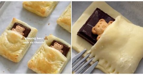 This mum's super-cute 'Sleeping Teddy' treats are so easy to make at home Chocolate Pastry, Perfect Breakfast, Mini Desserts, Interesting Food Recipes, Summer Desserts, Easy Snacks, Cute Food, Dessert Table, Teddy Bears