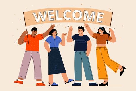 Free Vector | Set of people welcoming illustrated People Hugging, Welcome To Class, Arm Drawing, School Illustration, Modern Costumes, Girl Cartoon Characters, Illustration Story, Boy And Girl Cartoon, Cute Octopus