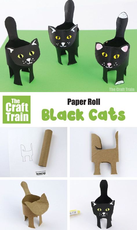 Black Cat Craft, Black Craft, Toilet Paper Crafts, Easy Halloween Crafts, Toilet Paper Roll Crafts, Paper Roll Crafts, Halloween Craft, Crafts Paper, Paper Towel Roll Crafts