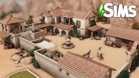 Beautiful Mexican Hacienda | The Sims 4 build | Patreon Sims 4 Mexican Cc, Oasis Springs, Mexican House, Mexican Hacienda, Sims 4 Speed Build, Sims Builds, Mexican Home, The Sims 4 Download, Ranch Style Homes