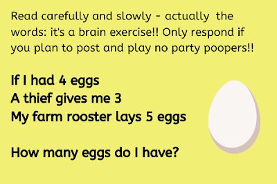 If I Had 4 Eggs, A Thief Gives Me 3 | #MathPuzzle #MathPuzzles #MathQuiz #puzzle #puzzles #puzzlefeed #whatsapppuzzles #quiz #brainteaser #Math #Maths Funny Questions With Answers, Mind Exercises, Math Riddles Brain Teasers, Funny Brain Teasers, Puzzles With Answers, Tricky Riddles With Answers, Rebus Puzzles, Illusions Art, Clean Funny