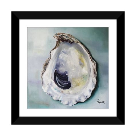 Shell Canvas, Shell Painting, Painted Shells, Oyster Shells, Paintings On Canvas, Handmade Frames, Oyster Shell, Clear View, Clear Coat