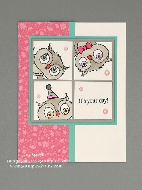 Crafting With You Stampin Up Cards, Stampin Up Cards Newest, Owl Punch Cards, Owl Tutorial, Owl Cards, Adorable Owls, Stampin Up Birthday Cards, Owl Birthday, Owl Card