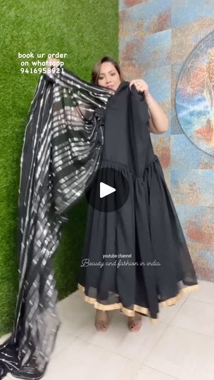 Sharara Saree Style, Ready Made Saree For Women, Black Lehenga Look, Ready To Wear Saree Indian, Saree Style Gown, Black Sharara, Saree Trending, Sharara Saree, Fashion Lehenga