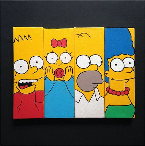 The Simpsons Painting by SimplyArtByStephyG on Etsy Simson Paintings, Bart Simpson Canvas Painting, The Simpsons Canvas Painting, Painting Ideas Simpsons, Simpsons Canvas Painting, The Simpsons Painting, Bart Simpson Painting, Painting Canvases Easy, Simpsons Painting