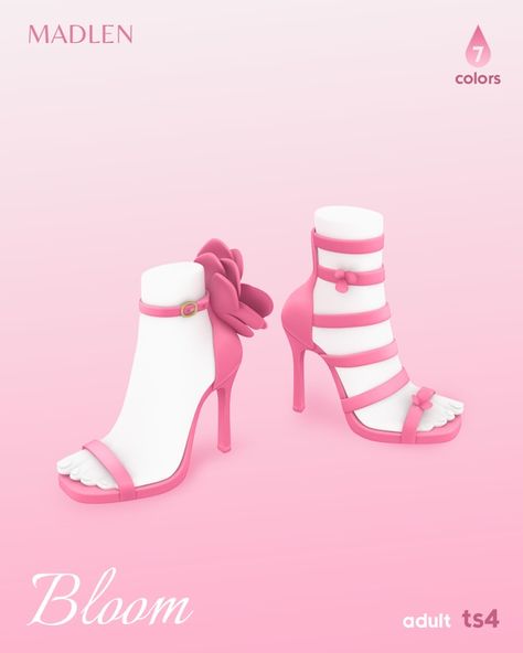 Bloom Shoe Set (Preview) | Patreon Sims 4 Designer Shoes Cc, Sims 4 Flower Cc, Sims 4 Cc Flowers, Ts4 Shoes Cc, Sims 4 Cc Heels, Ts4 Shoes, Heels Flower, Sims Love, Cc Folder