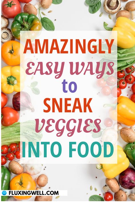 These sneaky vegetable strategies are effective and very difficult for your family to detect. Want to get your family to eat more vegetables? Try these simple sneaky strategies with casseroles, soups and more to add more veggies to your family’s diet. These tips are so easy, your family will have no idea they are getting extra servings of vegetables. Great for picky eaters of all ages, from picky toddlers to picky teenagers. Sneaking veggies into kids' food is easy! Fix some healthy meals today! Meals To Sneak Veggies In, How To Sneak In More Veggies, How To Get Veggies In Your Diet, Sneak Vegetables Into Food Kids, Ways To Incorporate Vegetables, Vegetables For Picky Eaters Adults, Sneaking Veggies Into Food, How To Hide Veggies In Food, How To Sneak Veggies Into Food