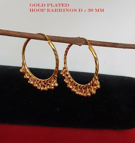 22ct Gold plated Indian hoop earrings Bali/hoop earrings 30mm Gold Bali Earrings Indian, Gold Bali Design, Indian Hoop Earrings, Gold Bali, Earrings Bali, Bali Design, Bali Earrings, Earrings Indian, Gold Necklace Set