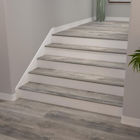 Vinyl Stair Treads, Stairs Makeover Design, Diy Stairs Makeover, Vinyl Stair Nosing, Stairs Makeover Ideas, Stair Renovation, Vinyl Stairs, Stairs Renovation, Stairs Makeover