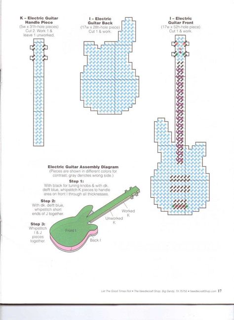 Let the Good Times Roll 3 Plastic Canvas Musical Instruments, Crochet Guitar, Barbie Music, Doll Furniture Patterns, Guitar Patterns, Plastic Canvas Coasters, Plastic Canvas Ornaments, Barbie Doll Accessories, Diy Doll Miniatures