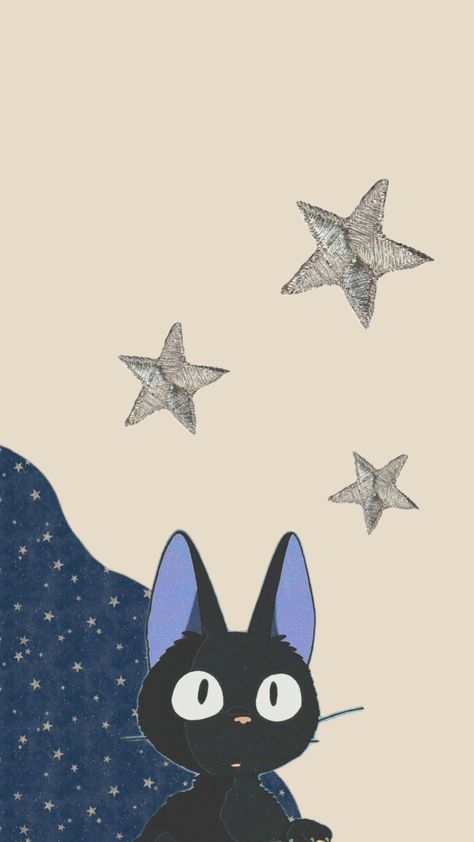 #studioghibli #kikisdeliveryservice #jiji #wallpaper Kiki's Delivery Service Cat Wallpaper, Jiji Wallpaper, Kiki Cat, Snoopy Valentine, Cute Puppy Wallpaper, Japan Painting, Puppy Wallpaper, Cute Laptop Wallpaper, Black Cat Art