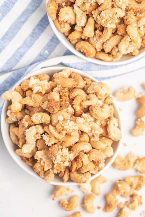 Roasted Cashews In Air Fryer, Coconut Cashews, Roasted Cashews, 15 Minute Meals, Roasted Nuts, Chex Mix, Air Fryer Recipes Healthy, Slow Cooker Soup, Salad Side Dishes