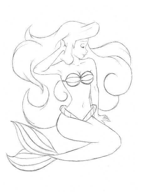 Arial Drawing, Disney Princess Drawings Pencil, Mermaid Art Drawing, Little Mermaid Drawing, Easy Mermaid Drawing, Ariel Drawing, Easy Disney Drawings, Disney Drawings Sketches, Mermaid Drawings