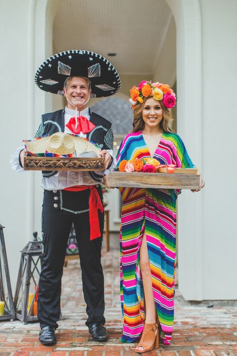 Let's Taco 'Bout Getting Married, Backyard Engagement Fiesta Mexico Themed Party Outfits, Mexican Theme Outfit, Mexican Style Outfits, Mexican Party Outfit, Mexican Theme Party Outfit, Mexican Outfit Ideas, Engagement Fiesta, Mexican Attire, Fiesta Party Ideas