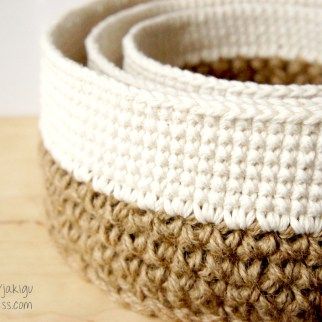 Stacking Baskets Crochet Pattern by JaKiGu Stacking Baskets, Crocheted Baskets, Stacking Basket, Crocheted Basket, Crochet Bowl, Jute Basket, Crochet Storage, Crochet Basket Pattern, Crochet Basket