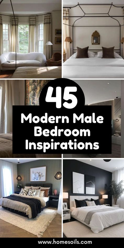 Discover 45 male bedroom ideas to create your perfect space. From rustic urban lofts to sleek monochrome retreats, find inspiration tailored to every style. #MaleBedroom #BedroomDecor #InteriorDesign Male Bedrooms, Male Bedroom, Male Bedroom Ideas, Bedroom Sanctuary, Mens Bedroom, Sanctuary Bedroom, Urban Loft, Perfect Bedroom, Small Bedroom