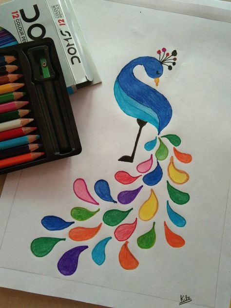 Peacock Drawing With Colour, Peacock Sketch, Peacock Drawing, Sketch Images, Color Pencil Sketch, Pencil Sketch Images, Gift Packages, Drawings Ideas, Pencil Sketch