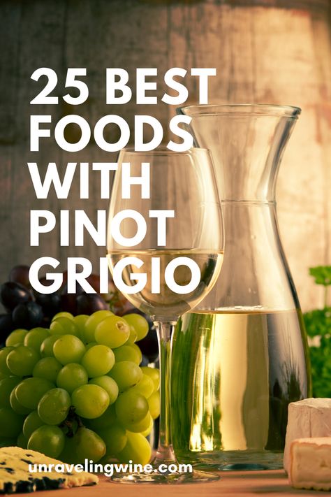 The best foods to pair with a light crisp bottle of Pinot Grigio. Pinot Grigio Food Pairing, Pinot Gris Pairing, Wine Tasting Food, White Wine Pairings, Snack Pairings, Wine Paring, Lamarca Prosecco, Special Meals, Sweet White Wine