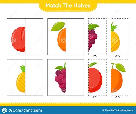 Fruit Puzzle Free Printable, Fruit Picture, Folder Games, Game Printable, Educational Worksheets, Toddler Learning Activities, Free Illustration, Card Patterns, Cut And Paste