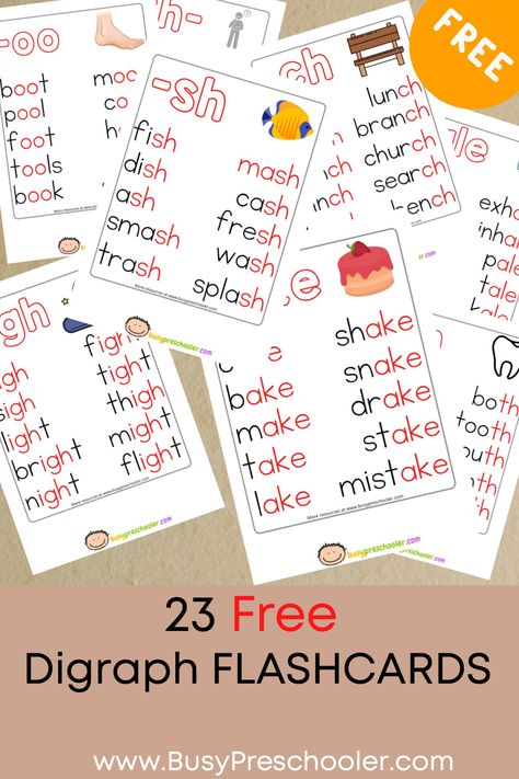 Use these free phonics flashcards for teaching to read words with digraphs. There are 23 digraph cards included in the downloadable file. Reading Cards For Kindergarten, Jolly Phonics Printable Flashcards, Digraph Printables, Phonics Flashcards Free Printable, Teaching To Read, Phonic Book, Digraphs Kindergarten, Jolly Phonics Printable, Phonics Digraphs