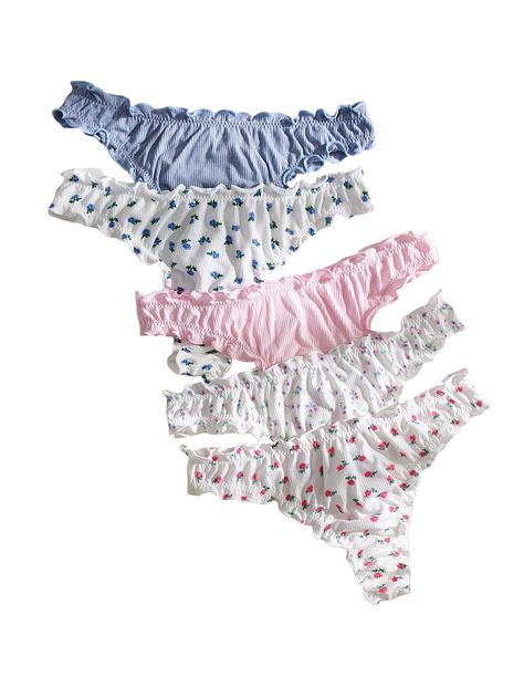 PRICES MAY VARY. Soft panty set for women, 5pack, low rise, floral print, frill trim, textured, multicolor, casual but striking and attractive Fabric is slightly stretchy, but it is soft, breathable and cozy, soft fabric offers skin-friendly touch, super comfy to wear Stylish and popular item designed for underwear, suitable for any occasions in daily life. Floral print or solid, choose as you like Frill trim adds sparkle, shows your vitality and charming. Match perfectly with all types of cloth Panties Design, Cute Lingerie Sets, Undergarment Fashion, Cute Pjs, Cute Lingerie, Lounge Lingerie, Bras And Panties, Outer Banks, Girl Clothes