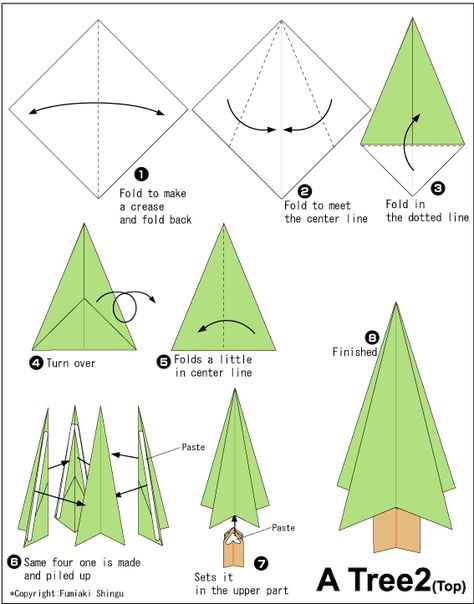 Origami Christmas Tree Origami Instructions For Kids, Origami Tree, Easy Origami Flower, Origami Cube, Easy Origami For Kids, Christmas Diy Kids, Origami Christmas Tree, Origami Wedding, Kids Origami