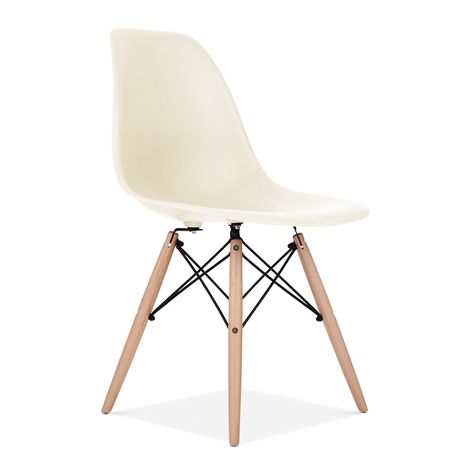 Charles Eames Off White DSW Chair Cafe Pastel, Pastel Desk, Pink Office Chair, Chair Cafe, Dsw Chair, Chaise Restaurant, Eames Dsw, Funky Chairs, Dining Room Table Chairs