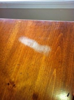 Another angle of corn water stain.  Had been on the table for 3 months Water Stain On Wood, Remove Water Spots, Remove Water Stains, Restore Wood, Wood Repair, Hot Dish, Pine Table, Home Fix, Table Makeover