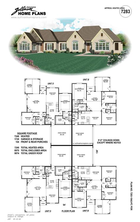 Quadplex Quad Plex Floor Plans, Quadplex House Plans, Quadplex Floor Plans, Multi House Family Compound, 4 Plex House Plans, Fourplex House Plans, Triplex House Design, Multi Family House Plans, Triplex House Plans