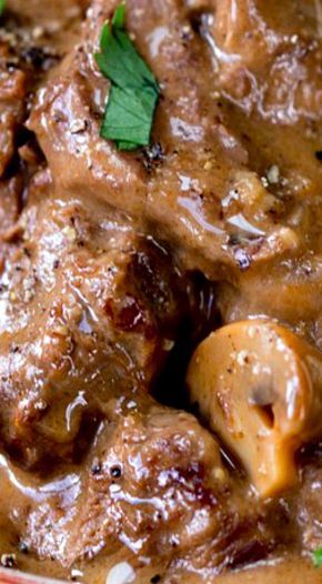 Slow Cooked Steak Diane Casserole Slow Cooked Steak, Steak Diane Recipe, Cooking Venison Steaks, Steak Diane, Beef Casserole Recipes, Crockpot Dishes, Crock Pot Slow Cooker, Beef Casserole, Crockpot Recipes Slow Cooker