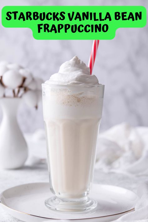 This Starbucks vanilla bean frappuccino is so delicious, I think it's better than a milkshake. Plus, it's an easy copycat recipe to make at home and it's so much cheaper. Copycat Starbucks Vanilla Frappuccino, Starbucks Vanilla Bean Frappuccino Recipe, Starbucks Creme Frappuccino, Vanilla Bean Frappachino Recipe, Vanilla Frappuccino Recipe, Vanilla Bean Frappachino, Frappachino Recipe, Frappe Recipes, Vanilla Bean Frappuccino Recipe