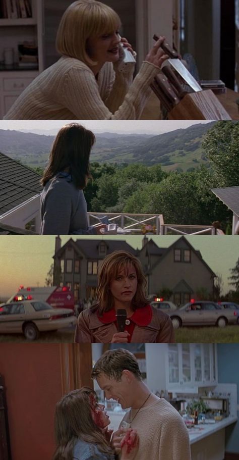 Scream 1996 cinematography Scream 1996 Screencaps, Scream Cinematography, Ghostface Scream 1996, Scream 1996 Wallpaper, Scream Movie Cast, Scream 1996 Aesthetic, Stu Scream, Scream Aesthetic, Scream 4