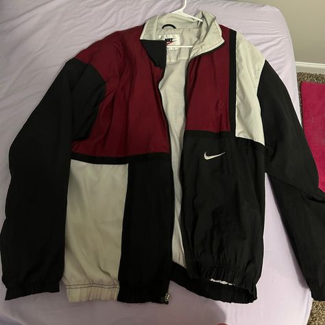 - Nike - Vintage (Rare) - Red, Black, White - Size Xl - Windbreaker - Brand New (W/O Tags) - Never Worn - Open To Bids And Offers:) Wind Breaker Outfit Aesthetic, Vintage Nike Clothes, Red Outfits Men, Retro Nike Jacket, Nike Vintage Windbreaker, Vintage Retro Outfits, Nike Air Jacket, Pretty Sweatshirts, Men Windbreaker