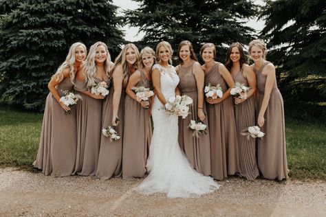 Tan Dresses Bridesmaid, Hazelnut Bridesmaid Dress, Neutral Bridesmaid Dresses Taupe, Dark Taupe Bridesmaid Dresses, Light Brown Bridesmaid Dresses Long, Hazlenut Bridesmaid Dresses, Tan Brown Bridesmaid Dresses, Bridesmaid Dresses Light Brown, Tan Wedding Ideas